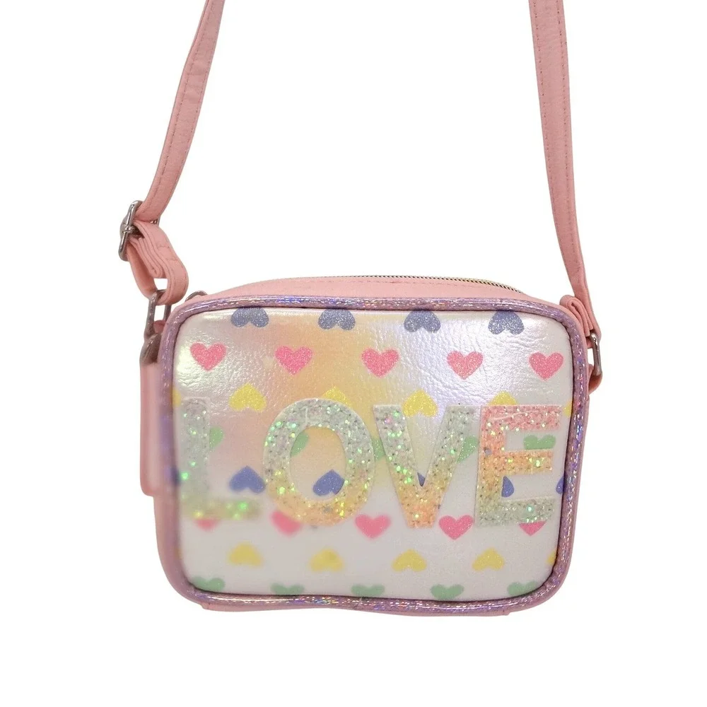 Miss Gwen's OMG‎ Accessories Crossbody Bag Pink New Love Glitter Hearts NWT
